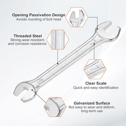 5pcs Double Open End Wrench 6mm x 7mm Metric 15 Degree Offset Angle Small Flat Head Wrench Galvanizing Open Ended Spanner for Automotive Repair Furniture Assembly (6mm x 7mm)
