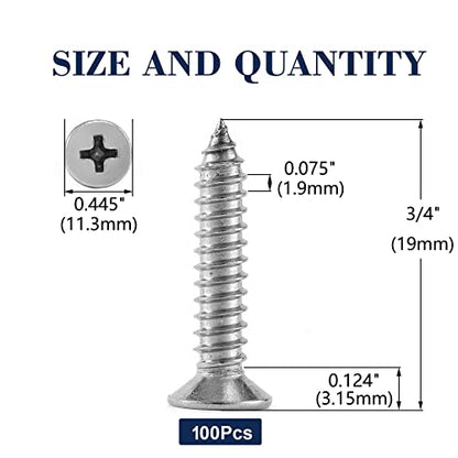 14 x 3 4" Wood Screw 100Pcs 18 (#14 x 3/4")