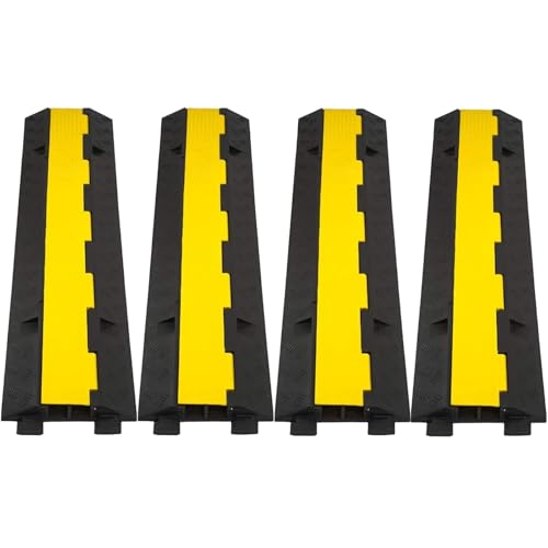 Cable Ramp 4 Pack 2 Channel 11000lbs axle Capacity Floor Cable Cord Protector (4 Pack 2 Channel)