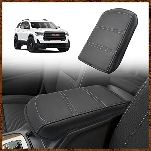 Armrest Cover for GMC Acadia 2017 (19) 17-23 |Acadia| Black/White Stitching, Regular)