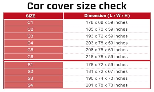 Full Size Car Cover with Red Stripe Design Size C5 (Universal Fit - 1-C5 Sedan Length 204-208 inch)