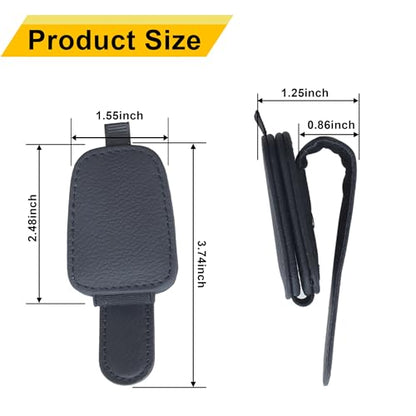 Magnetic Leather Sunglasses Holder for Car (Black)