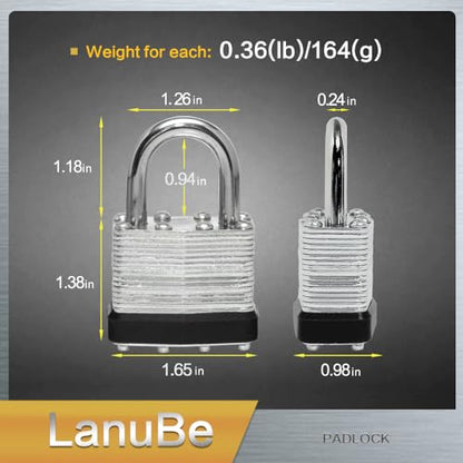 Laminated Keyed Alike Padlock 24 Pack 1.6 (24 Pack Black)