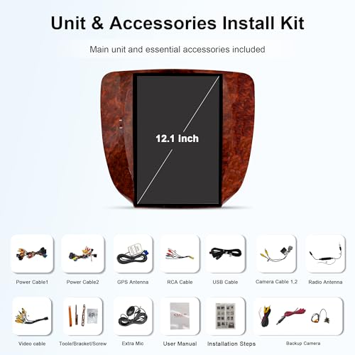 12.1 Wireless CarPlay Radio for GMC Yukon Chevy Tahoe Suburban 2007 (PX6 Hexa core 4G+64G+Car Play+Android Auto+Voice)