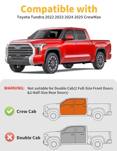 Window Visors Rain Guards for Toyota Tundra CrewMax 2022 (Fit for 2022-2026 Toyota Tundra CrewMax)