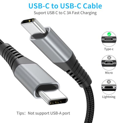 2FT USB C to USB C Cable for Car (2 Feet / USB C to USB C / Black)
