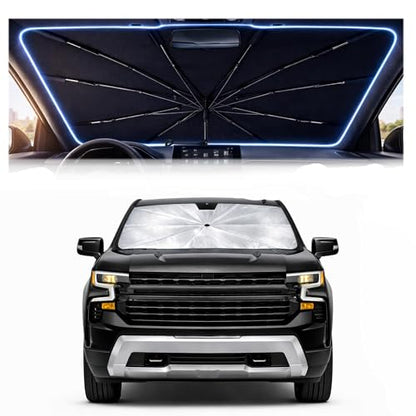 Windshield Sun Shade Umbrella for Chevy Silverado&GMC Sierra 1500 2019 (For Chevy Silverado&GMC Sierra 1500 2019-2026)