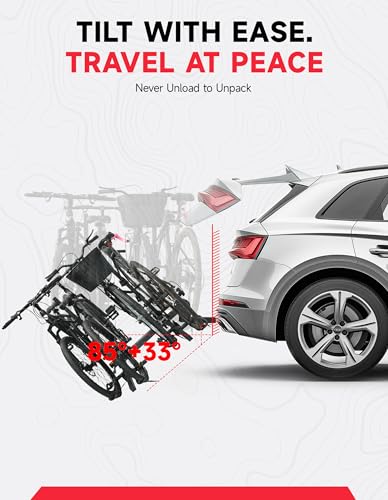 Young 4 Bike Rack Hitch Mount Platform Style Carrier for Cars Trucks SUVs Minivans with 2" Hitch Receiver (4-BIKE RACK 160 LBS)