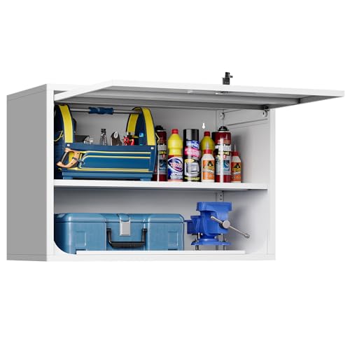 Bathroom Wall Cabinet Medicine Cabinet Over The Toilet Storage Upper Storage Cabinet Metal Wall Cabinet Garage Assembly Required White (White / 22" Tall)