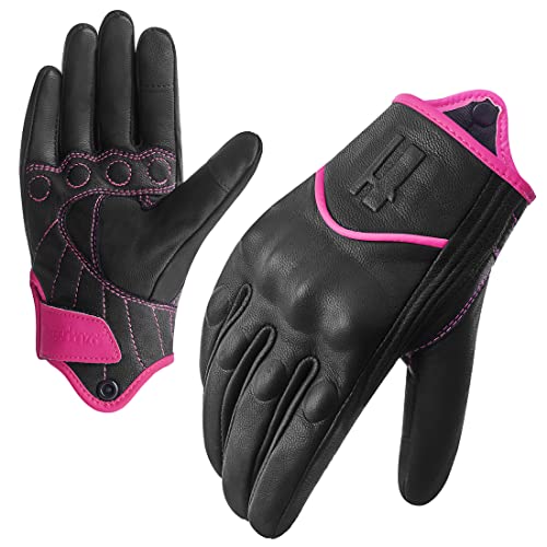Ladies Full Finger Touch Motorcycle Gloves GL016 PINKBlack XL (X-Large / Pink/Black)