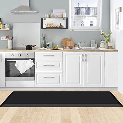 Kitchen Mat Cushioned Anti Fatigue Kitchen Rug 0.8inch Water Resistant Non Slip Kitchen Rugs and Mats Standing Desk Mat Comfort Floor Mats for Kitchen Sink Office (Black / 60"L x 17.3"W x 0.8"Th)