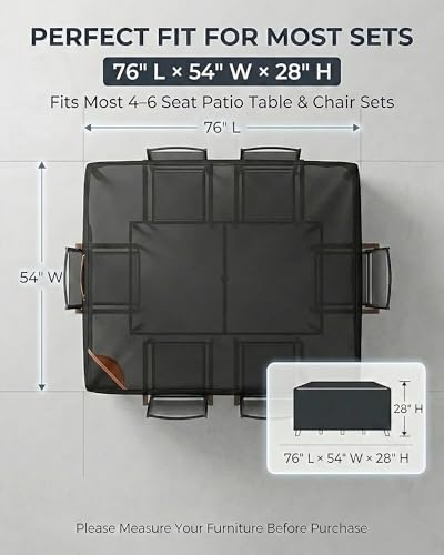 Outdoor Patio Furniture Cover Rectangular (Rectangle Cover-Black / 76 x 54 x 28 inches)