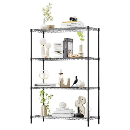 4 Tier Wire Shelf (Black / 36"D x 14"W x 54"H)
