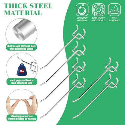 50Pcs 6" 15CM Pegboard Hooks Assortment Set (6 Inch / Silver)