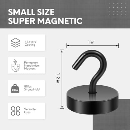 Magnetic Hooks Steel Tube Design for Cruise (Black / 80lb Magnetic Hooks)