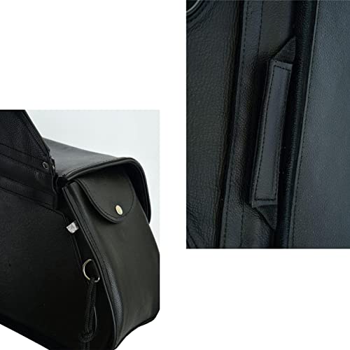 Motorcycle Saddle Bags Leather Motorcycle Luggage Bag with Gun Holsters For Softails Sportsters and Choppers Waterproof Luggage Bags (14" x 12" x 10" / Black Leather)