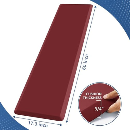 0.8" Thick Kitchen Mat Cushioned Anti Fatigue Rug Comfort Floor Mats (Red / 60"L x 17.3"W x 0.8"Th)