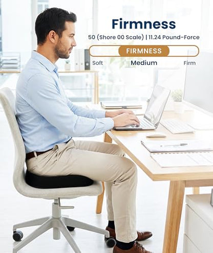 Doctor Recommended Memory Foam Seat Cushion for Office Chairs & Car (Black / Large)