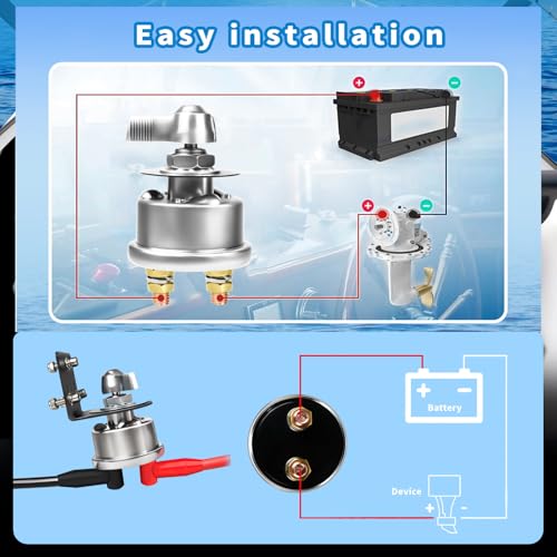 200A Battery Disconnect Switch 12V 48V Battery Shut Off Switch Master Power Isolator Marine On Off Kill Switch for Car (200A Battery Disconnect Switch with Cable)