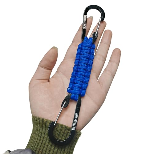 Carabiner Keychain Hook with Paracord Strap (1 Orange 1 Blue)