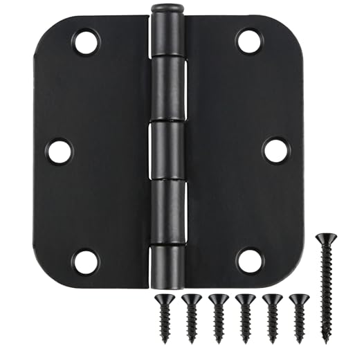 3 1 2" Matte Black Door Hinges 3.5" Rounded Flat 5 (Matte Black / 30 Pack)
