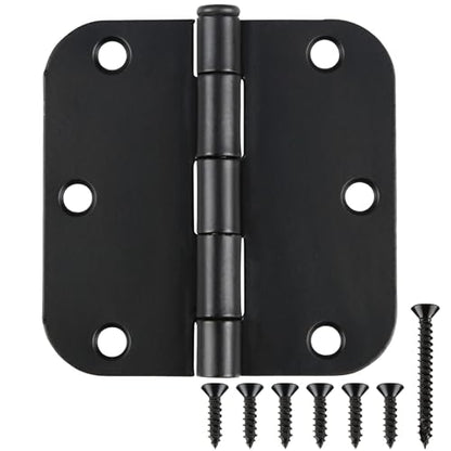 3 1 2" Matte Black Door Hinges 3.5 Inch Rounded Flat 24 Pack (Matte Black / 24 Pack)