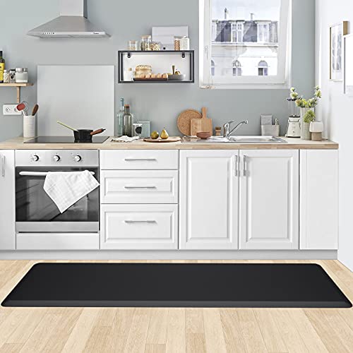 Kitchen Mat Cushioned Anti Fatigue Rug Standing and Comfort Floor Mats (Black / 60"L x 17.3"W x 0.5"Th)