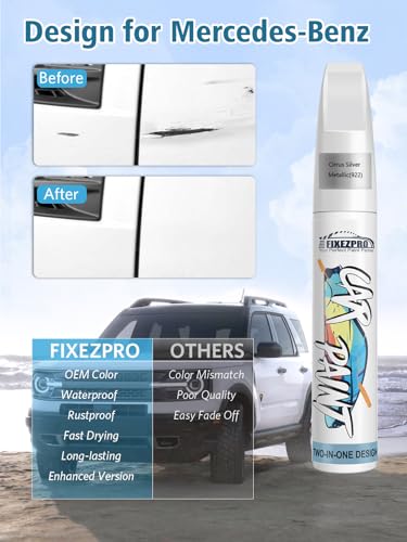 922 Cirrus Silver Metallic Car Touch Up Paint for Mercedes (For benz / 922 Cirrus Silver Metallic for C-Class Sedan /E-Class Sedan /GLA SUV /GLB SUV /GLC SUV /GLE SUV /GLS SUV /EQE SUV A/G/S AMG/GT/CLA/CLS/EQC/Metris/SL/SLC/Sprinter/EQB/EQS/Maybac)