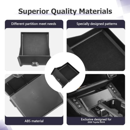 2026 RAV 4 Center Console Organizer Compatible with 2026 RAV 4 Accessories Lower Drawer Organizer Tray Below Wireless Charging Spot Storage Box RAV4 Limited