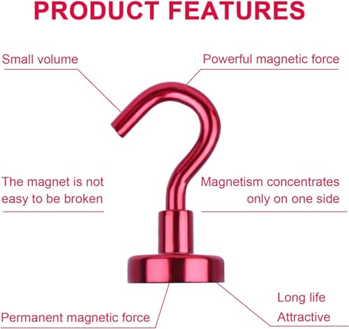 Magnetic Hooks 20pcs 30lbs Cruise Essentials 2026 Magnet Hook Red (Red / 0.63in)