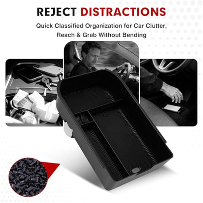 Center Console Organizer for 2024 2025 2026 Toyota Land Cruiser 250 Prado J250 LC250 Accessories Armrest Storage Box Secondary Insert Tray with Black & Red Silicone Mats (2024-2026 Toyota Land Cruiser)