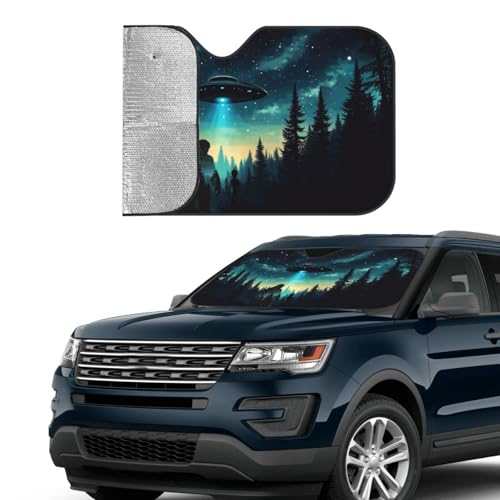 Alien Tree Car Sun Shade Windshield Sunshade Foldable Front Window Shield Cover for Truck SUV (Blue1 / Small)