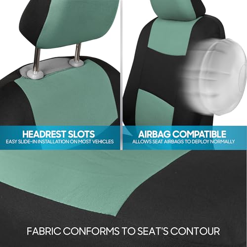 PolyPro Car Seat Covers Full Set in Mint on Black (Mint)