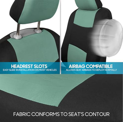 PolyPro Car Seat Covers Full Set in Mint on Black (Mint)