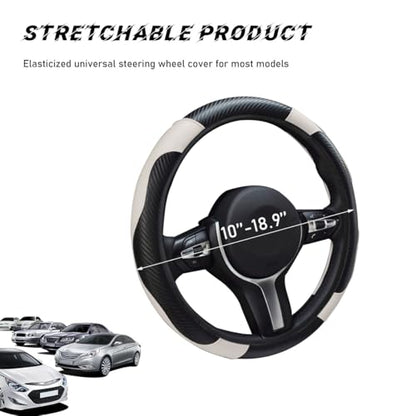 Car Steering Wheel Cover (White, With Lining)