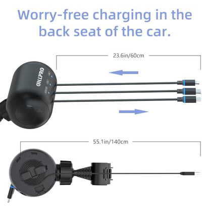 Multi Car Retractable Backseat 3 in 1 Car Charging Station Box Compatible with All Phones (Car Adapter | 3-IN-1 Charging Station)