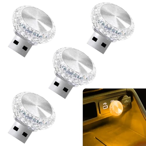 4PCS USB LED Car Interior Atmosphere Lamp (Yellow)