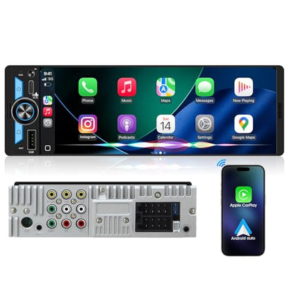 Single Din CarPlay Stereo Receiver (6.5 Inch Car Stereo)