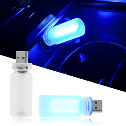 2PCS USB Light for Car (Blue / Frosted Glass)