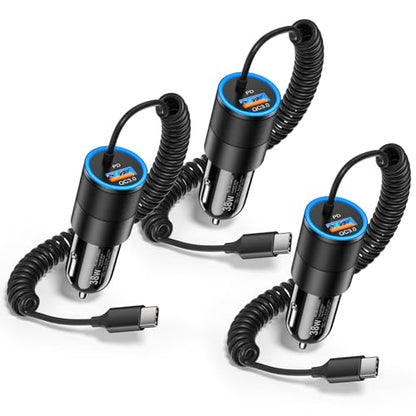 3 Pack USB C Car Charger (Black / 3-Pack)