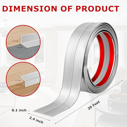 Wall Corner Protector Peel and Stick Corner Trim Molding (2.4 In x 20 Ft / Silver)
