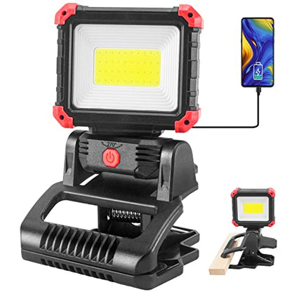LED Rechargeable Work Light with Clamp (Black 1Pack)