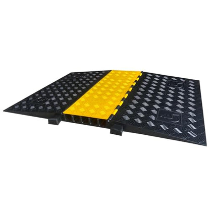 Rubber Cable Ramp 5 Channel Drive Over Hose Cable Protector Outdoor 22000Lbs Load Capacity Wires Power Lines Extension Cord Cover Traffic Speed Bump 1 Pack (Grey-22000Lbs-5Channel-1Pack)