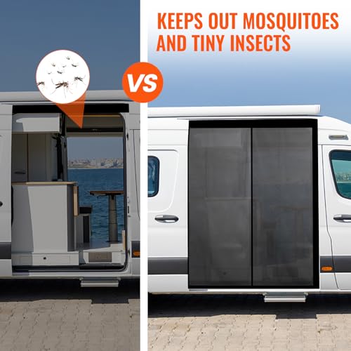 71''H x 59''W Van Bug Screen Side Door Sliding Door Window Covers with Magnetic Closure Car Window Screens for Camping Fits Mercedes Sprinter Ford Transit and RAM Promaster (Side Door,71''(H) x 59''(W))