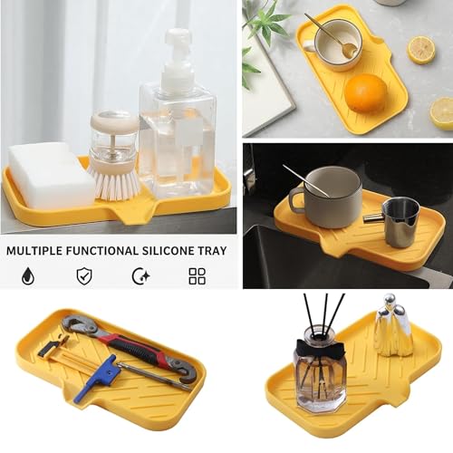 Silicone Soap Dish with Drain Spout (Yellow / M(9.6"×5.3"))