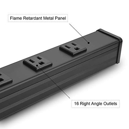 Long Heavy Duty Metal Power Strip (6FT / Black)