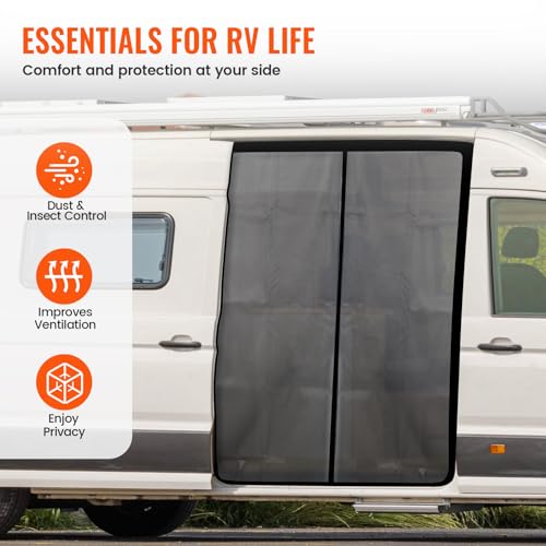 83''H x 59''W Van Bug Screen Side Door Sliding Door Window Covers with Magnetic Closure Car Window Screens for Mercedes Sprinter Motorhome Camper (Side Door,83''(H) x 59''(W))