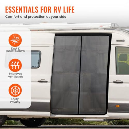 83''H x 59''W Van Bug Screen Side Door Sliding Door Window Covers with Magnetic Closure Car Window Screens for Mercedes Sprinter Motorhome Camper (Side Door,83''(H) x 59''(W))