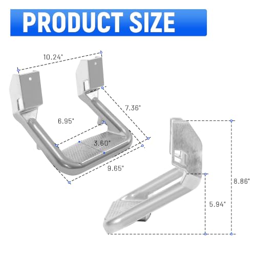 2Pcs Side Step Compatible with Chevrolet GMC Ford Isuzu Mitsubishi (silvery)