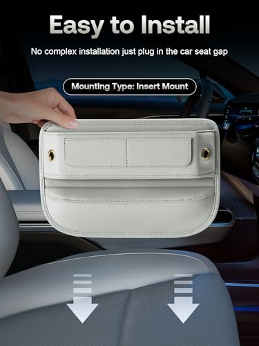 Universal Fit Premium Leather Car Seat Gap Filler Organizer (05 Beige, 1 Pack)